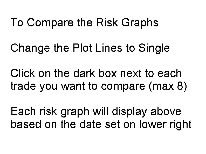 To Compare the Risk Graphs Change the Plot Lines to Single Click on the