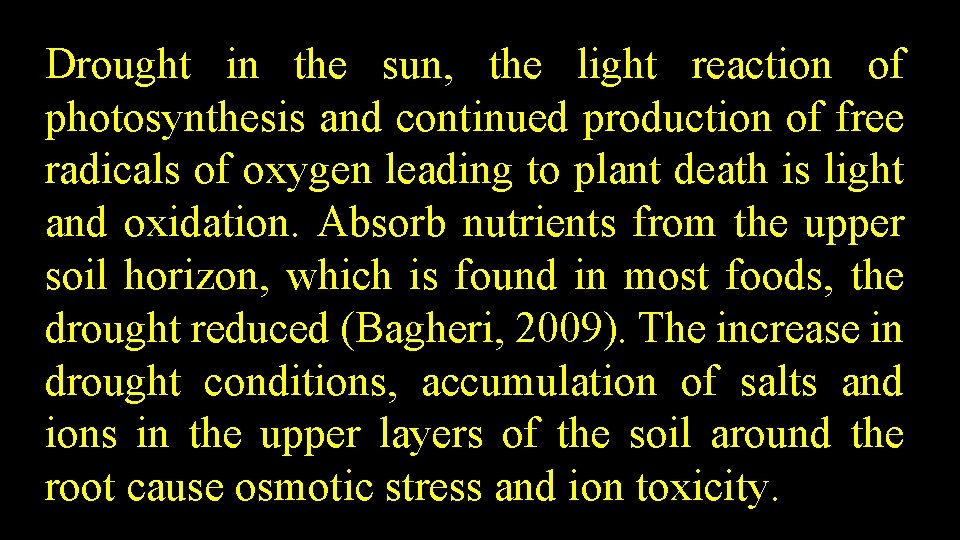 Drought in the sun, the light reaction of photosynthesis and continued production of free