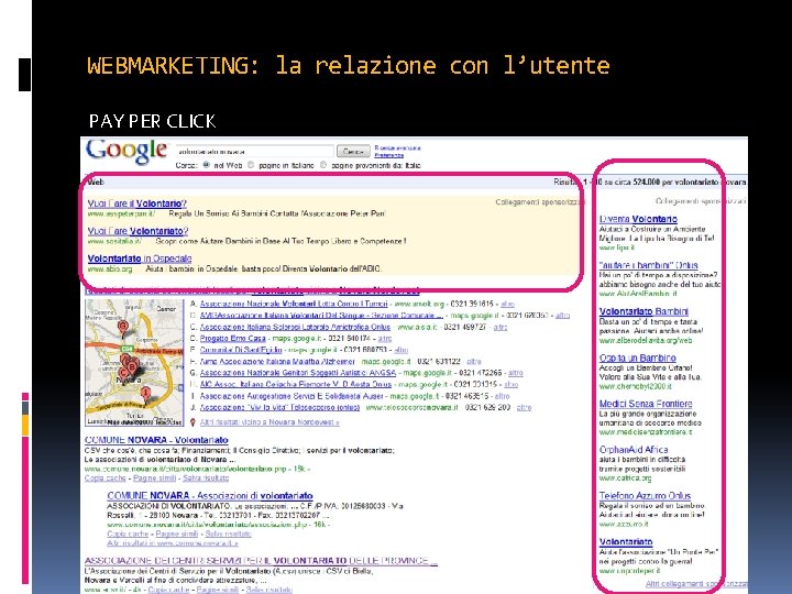 WEBMARKETING: la relazione con l’utente PAY PER CLICK 