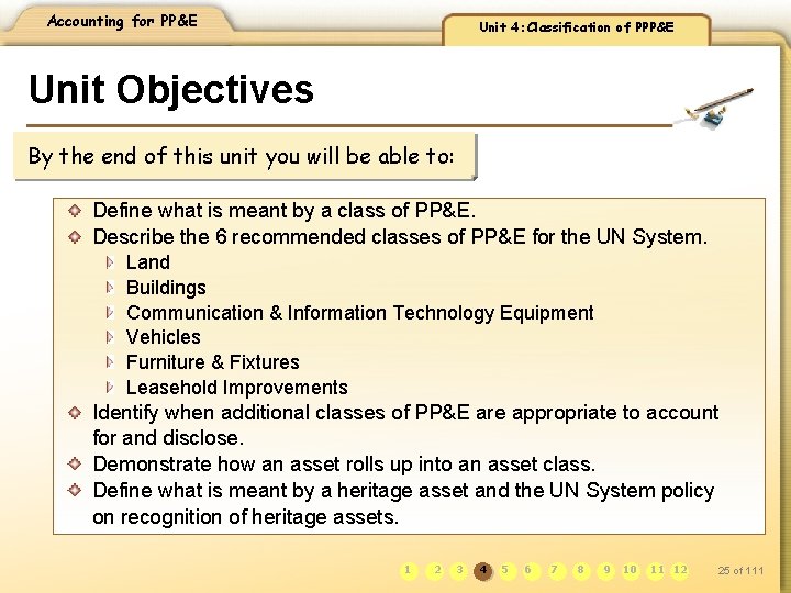 Accounting for PP&E Unit 4: Classification of PPP&E Unit Objectives By the end of