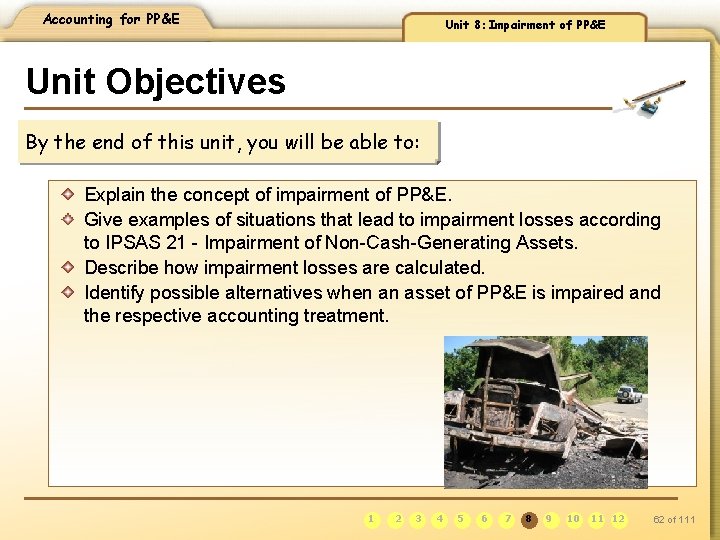 Accounting for PP&E Unit 8: Impairment of PP&E Unit Objectives By the end of