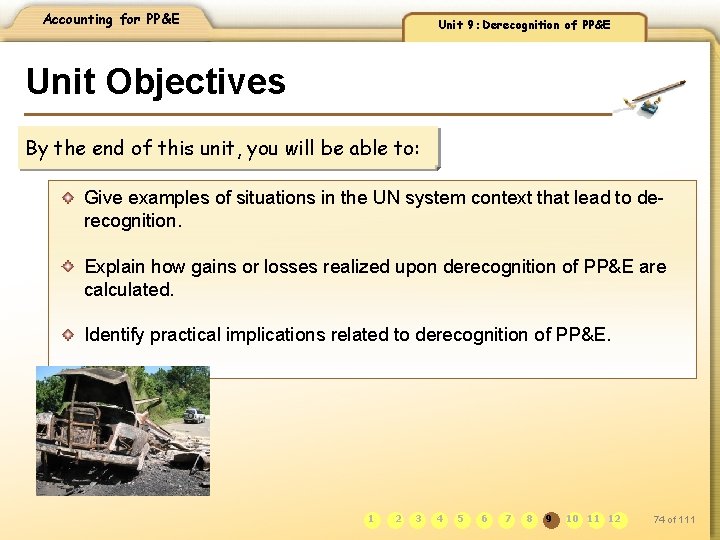 Accounting for PP&E Unit 9: Derecognition of PP&E Unit Objectives By the end of
