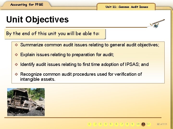 Accounting for PP&E Unit 11: Common Audit Issues Unit Objectives By the end of