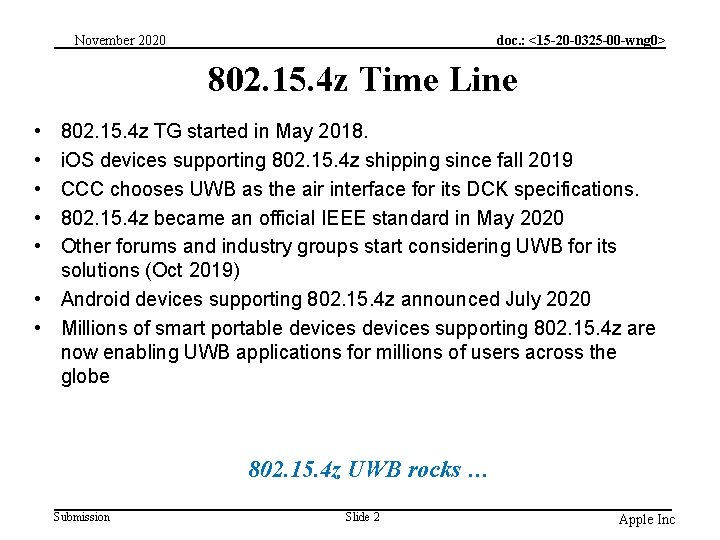 November 2020 doc. : <15 -20 -0325 -00 -wng 0> 802. 15. 4 z