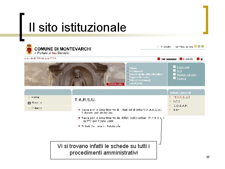 Il sito istituzionale Vi si trovano infatti le schede su tutti i procedimenti amministrativi