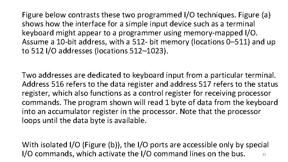 Figure below contrasts these two programmed I/O techniques. Figure (a) shows how the interface
