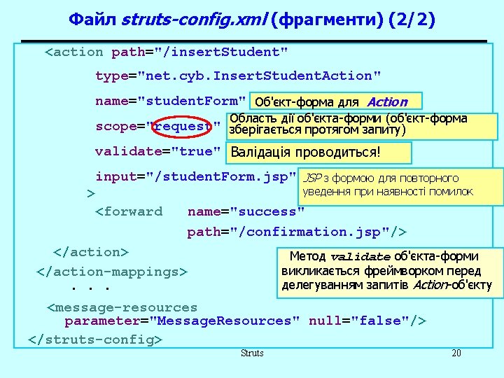 Файл struts-config. xml (фрагменти) (2/2) <action path="/insert. Student" type="net. cyb. Insert. Student. Action" name="student.