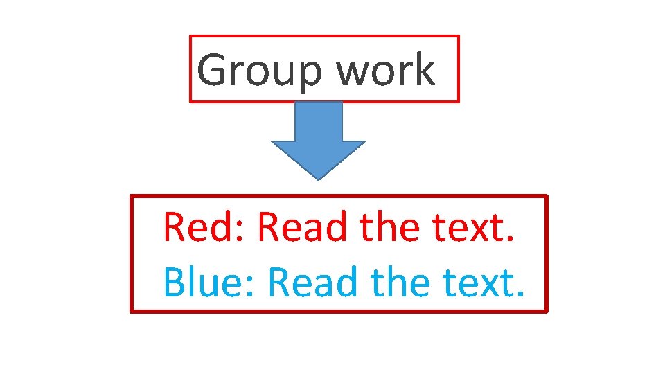 Group work Red: Read the text. Blue: Read the text. 