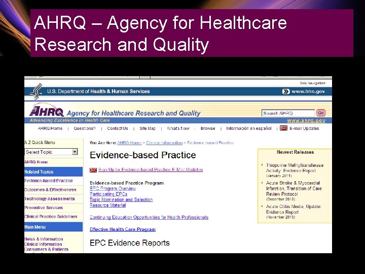 AHRQ – Agency for Healthcare Research and Quality 