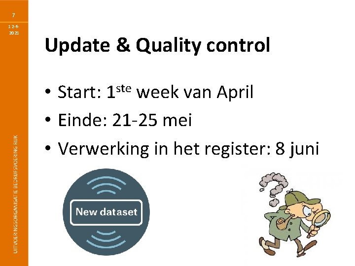 7 12 -62021 Update & Quality control • Start: 1 ste week van April