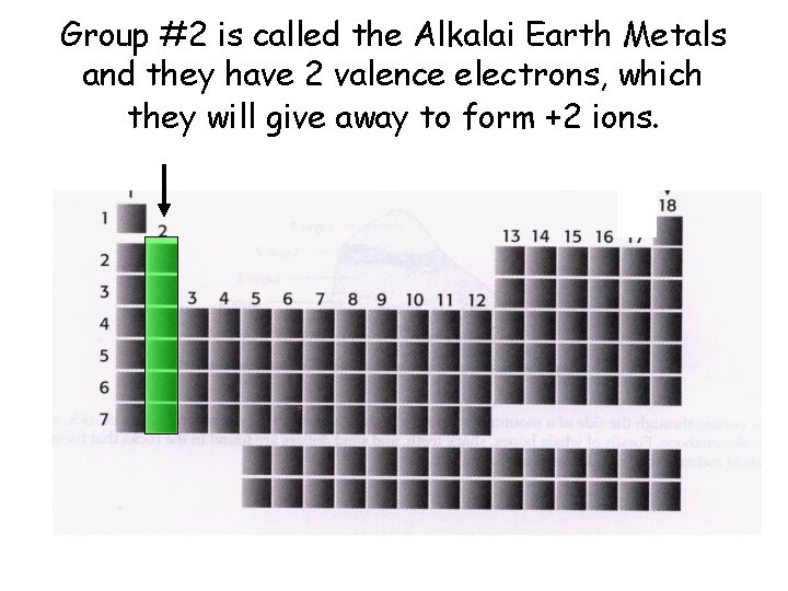 Group #2 is called the Alkalai Earth Metals and they have 2 valence electrons,