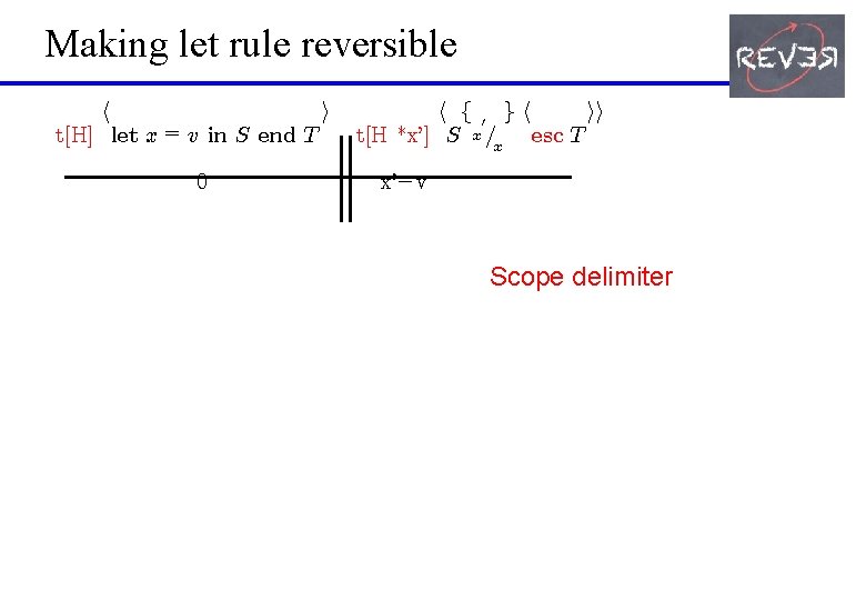 Making let rule reversible h i t[H] let x = v in S end