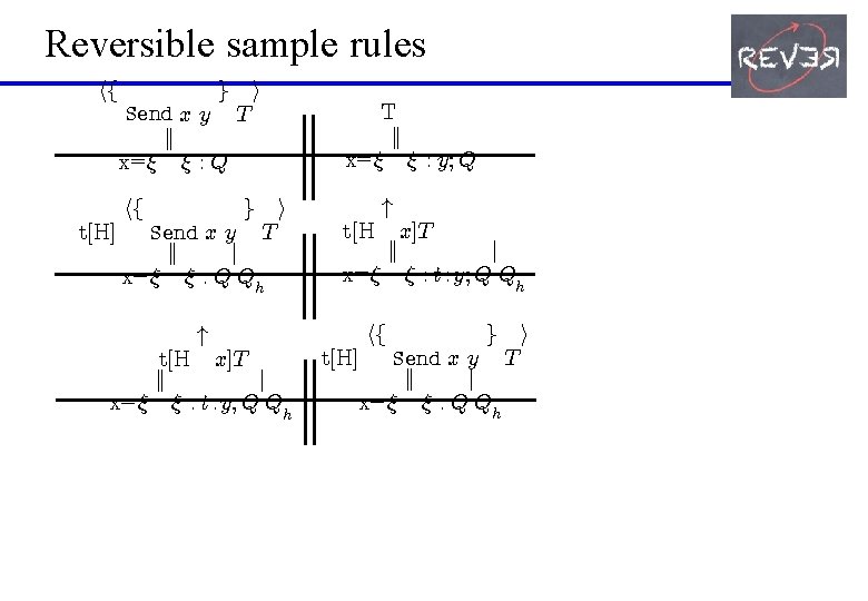 Reversible sample rules hf t[H] g Send x y T k x=» » :