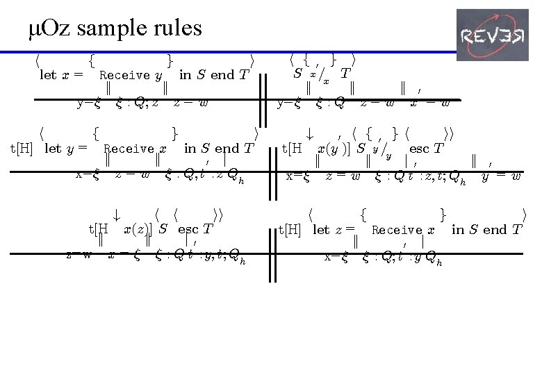 μOz sample rules h f g i let x = Receive y in S