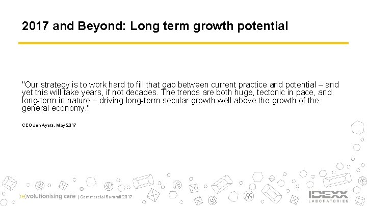 2017 and Beyond: Long term growth potential "Our strategy is to work hard to