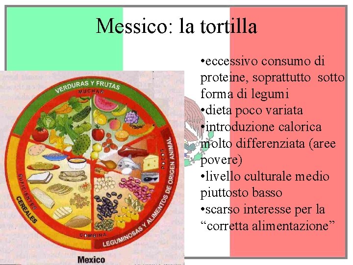 Messico: la tortilla • eccessivo consumo di proteine, soprattutto sotto forma di legumi •