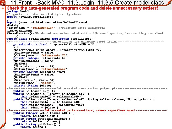 11. Front→Back MVC: 11. 3. Login: 11. 3. 6. Create model class Check the