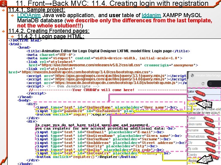 11. Front→Back MVC: 11. 4. Creating login with registration 11. 4. 1. Sample project: