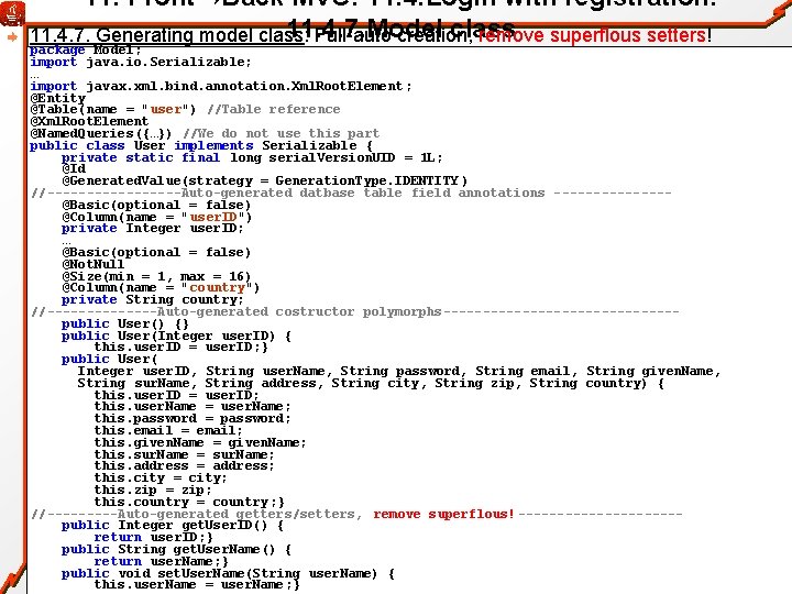 11. Front→Back MVC: 11. 4. Login with registration: 11. 4. 7. Model class 11.