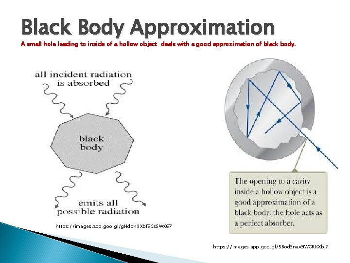 Black Body Approximation A small hole leading to inside of a hollow object deals