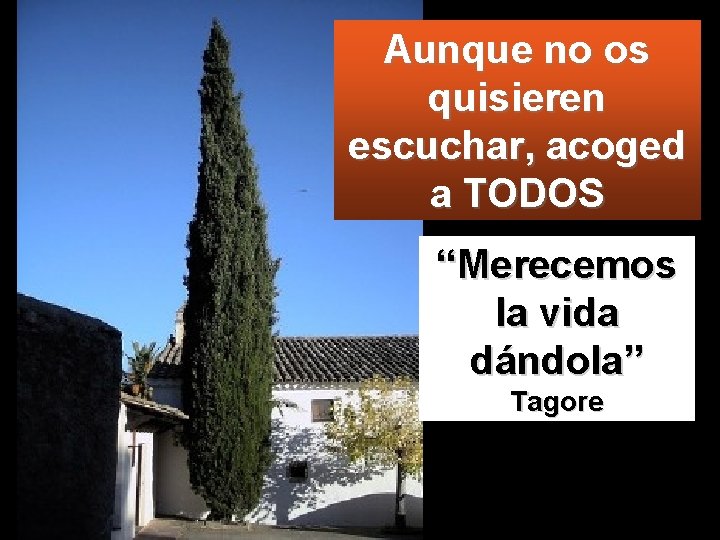 Aunque no os quisieren escuchar, acoged a TODOS “Merecemos la vida dándola” Tagore 