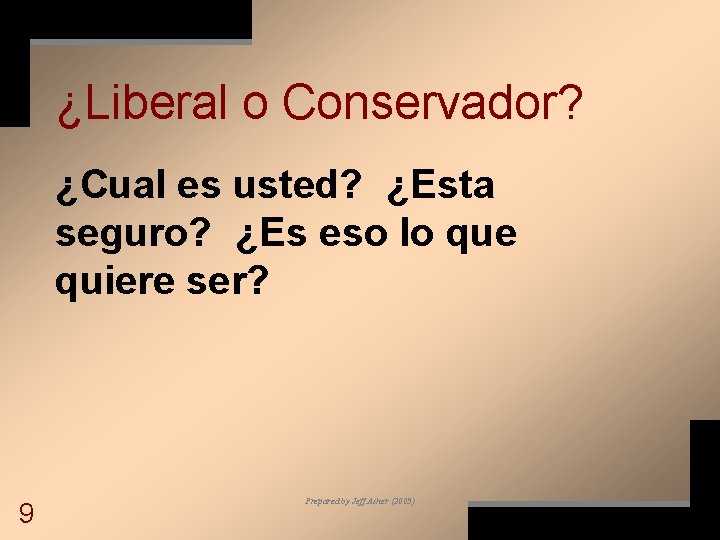 ¿Liberal o Conservador? ¿Cual es usted? ¿Esta seguro? ¿Es eso lo que quiere ser?