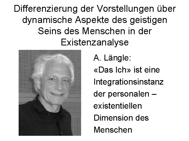 Differenzierung der Vorstellungen über dynamische Aspekte des geistigen Seins des Menschen in der Existenzanalyse