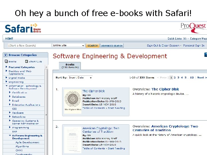 Oh hey a bunch of free e-books with Safari! 