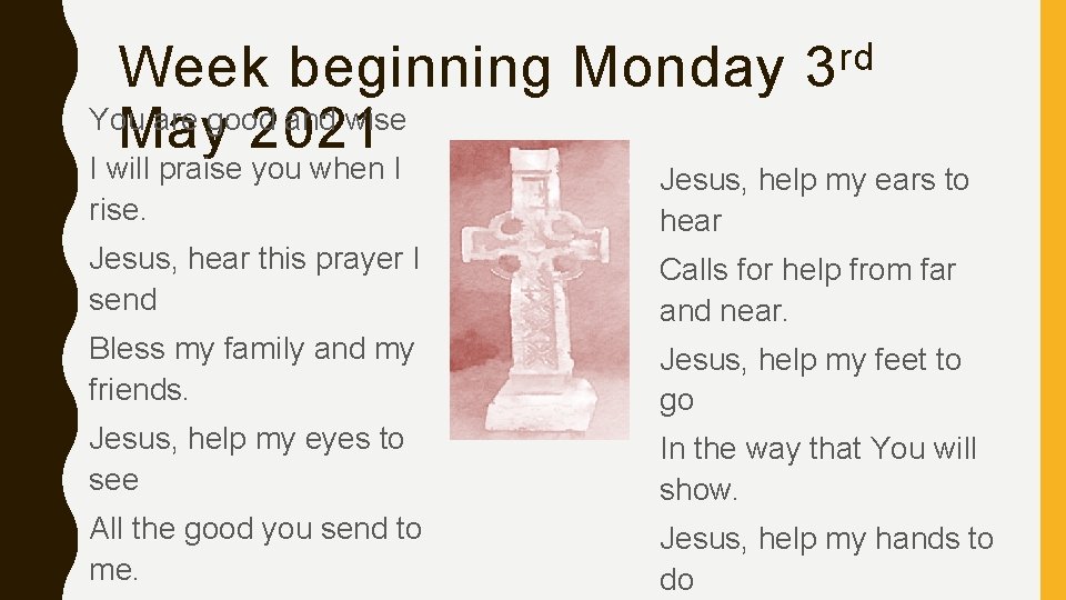 Week beginning Monday You are good and wise May 2021 rd 3 I will