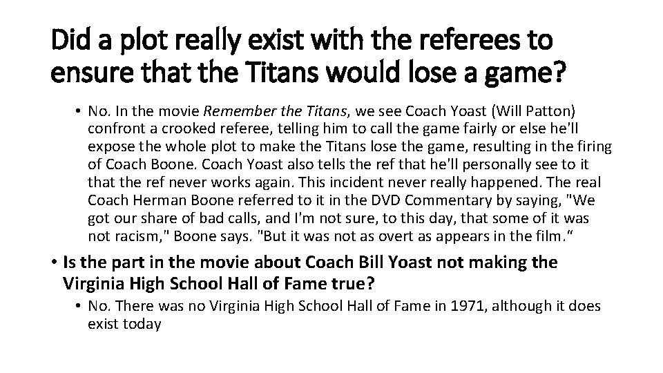 Did a plot really exist with the referees to ensure that the Titans would