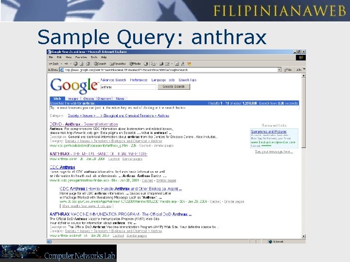 Sample Query: anthrax 
