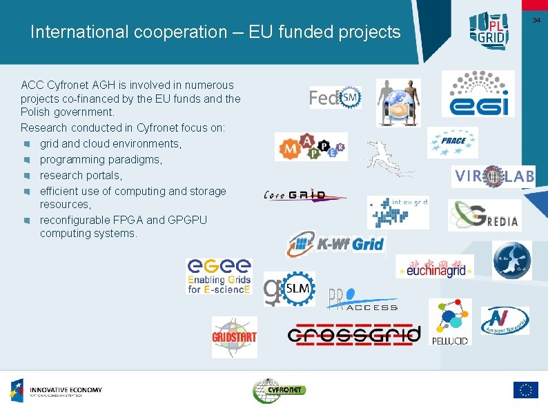 International cooperation – EU funded projects ACC Cyfronet AGH is involved in numerous projects