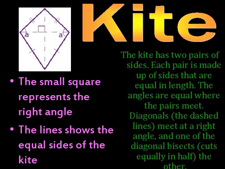  • The small square represents the right angle • The lines shows the