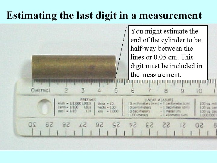 Estimating the last digit in a measurement You might estimate the end of the