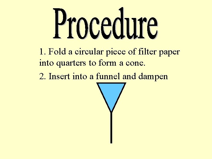 1. Fold a circular piece of filter paper into quarters to form a cone.