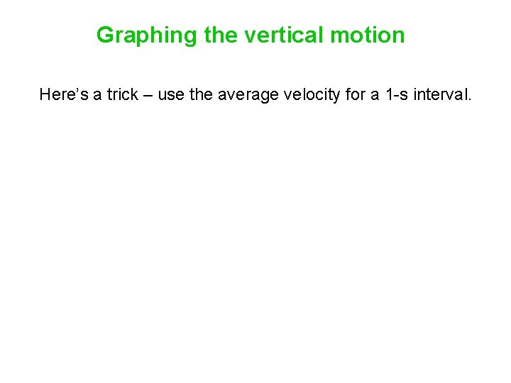 Graphing the vertical motion Here’s a trick – use the average velocity for a Graphing the vertical motion Here’s a trick – use the average velocity for a