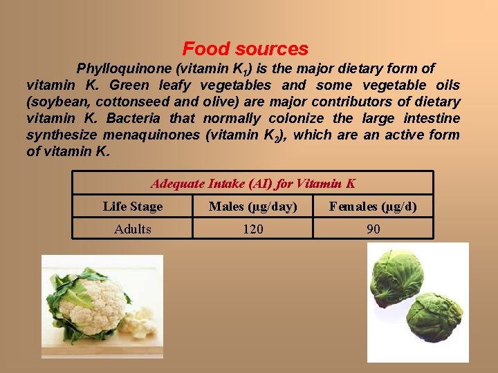 Food sources Phylloquinone (vitamin K 1) is the major dietary form of vitamin K. Food sources Phylloquinone (vitamin K 1) is the major dietary form of vitamin K.