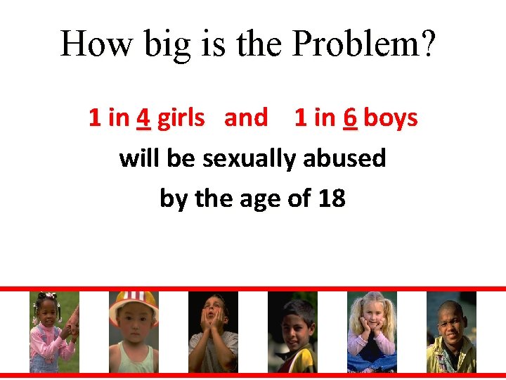 How big is the Problem? 1 in 4 girls and 1 in 6 boys