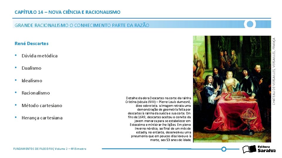 CAPÍTULO 14 – NOVA CIÊNCIA E RACIONALISMO René Descartes • Dúvida metódica • Dualismo