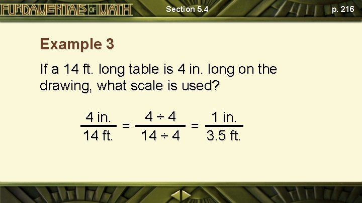 Section 5. 4 Example 3 If a 14 ft. long table is 4 in.