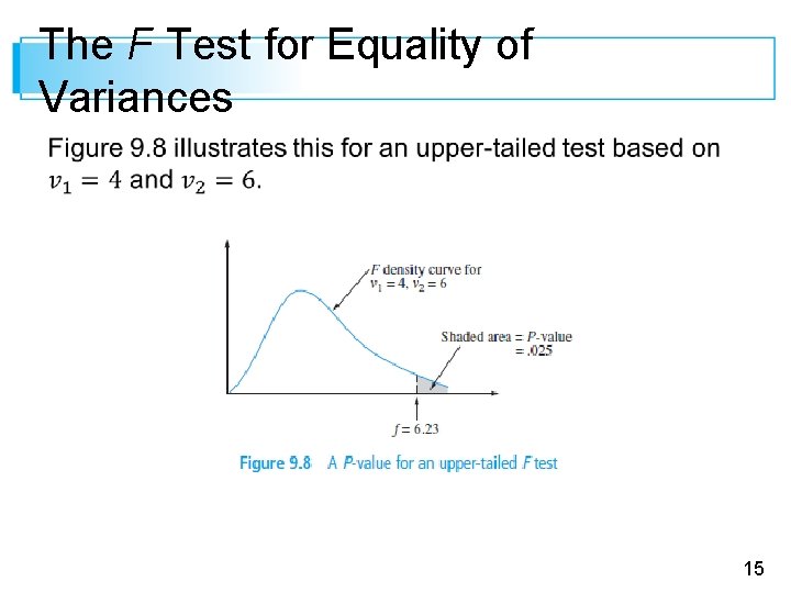 The F Test for Equality of Variances 15 