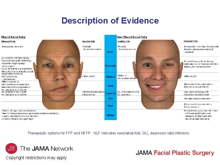 Description of Evidence Therapeutic options for FFP and NFFP. NLF indicates nasolabial fold; DLI,