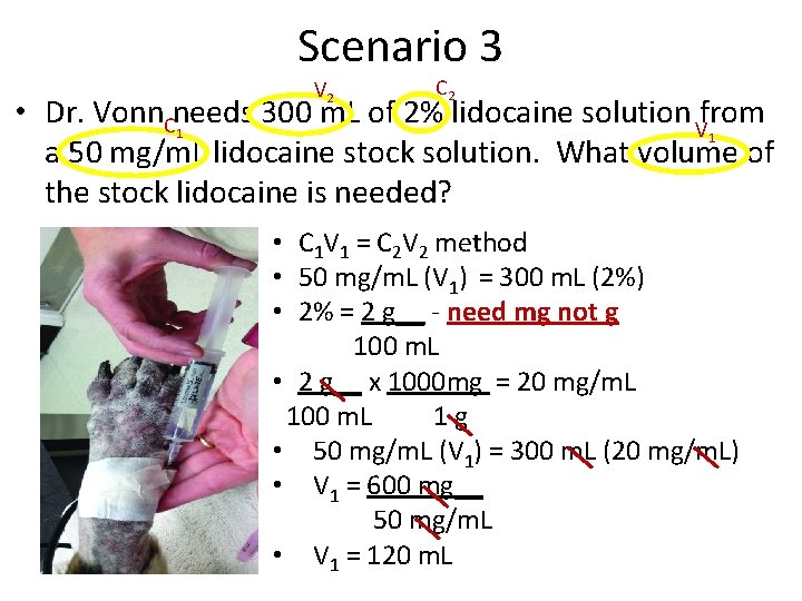 Scenario 3 V 2 C 2 • Dr. Vonn. Cneeds 300 m. L of