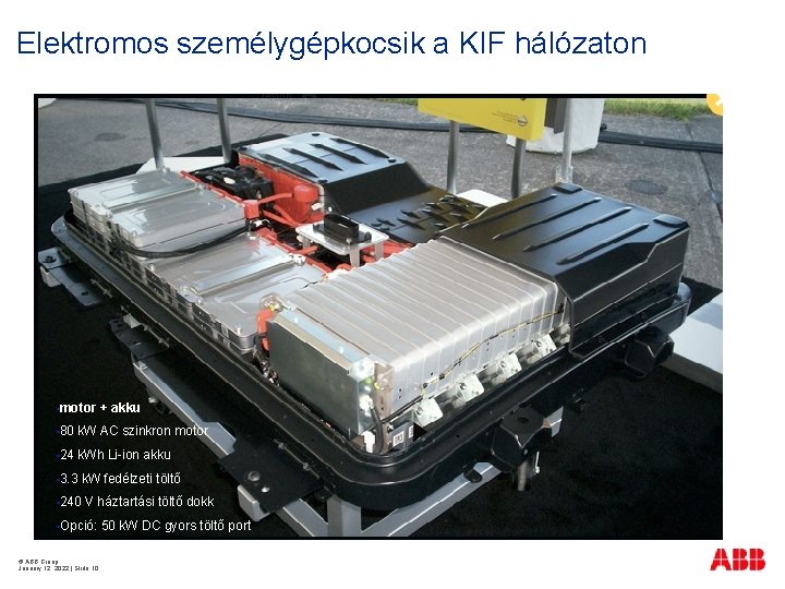 Elektromos személygépkocsik a KIF hálózaton k. W fedélzeti töltő motor + akku § §