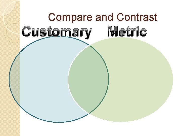 Compare and Contrast Customary Metric 