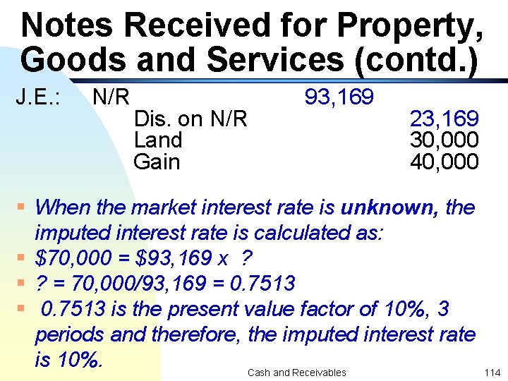 Notes Received for Property, Goods and Services (contd. ) J. E. : N/R Dis.