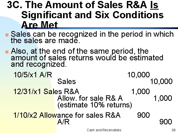 3 C. The Amount of Sales R&A Is Significant and Six Conditions Are Met