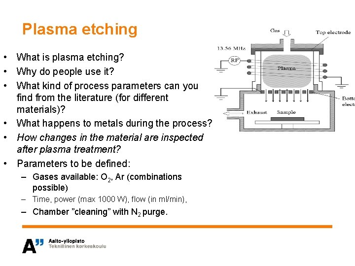 Plasma etching • What is plasma etching? • Why do people use it? •