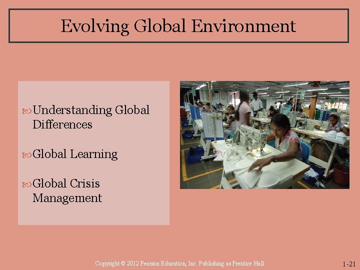 Evolving Global Environment Understanding Global Differences Global Learning Global Crisis Management Copyright © 2012