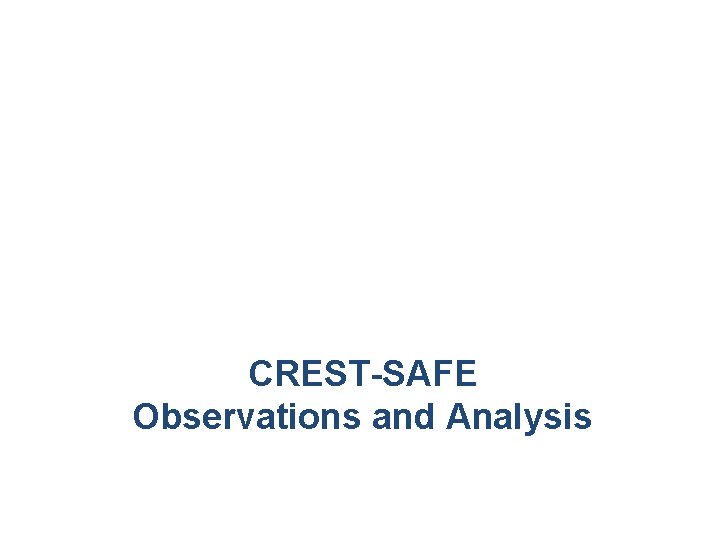 CREST-SAFE Observations and Analysis 